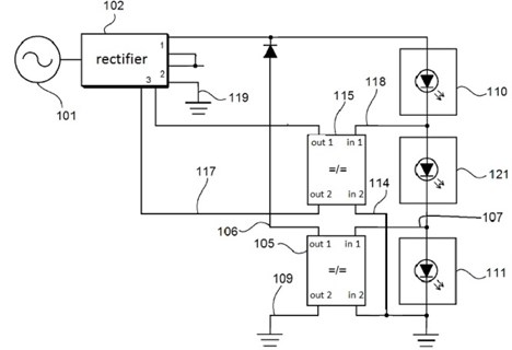 Circuit of the LED current control device