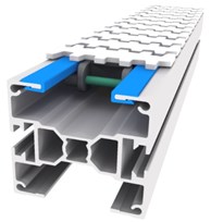 a) Sliding chain conveyor system in action (source: Bosch Rexroth), its profile with slide rails,  b) sliding chain, c) chain wheel with sliding chain