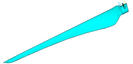 Model of the wind turbine blade