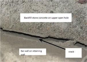 Some cracks at the exit of the right line of the Changwuling Tunnel
