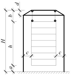 Scheme of the suspension fifteen-storey building: a) geometric scheme, b) dynamic calculation scheme
