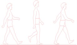 Human activities: a) heel-drop, b) jumping, c) walking, d) running