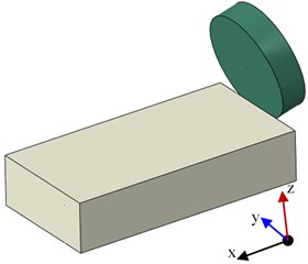 Schematic diagram of simulation model and rock cutting setup