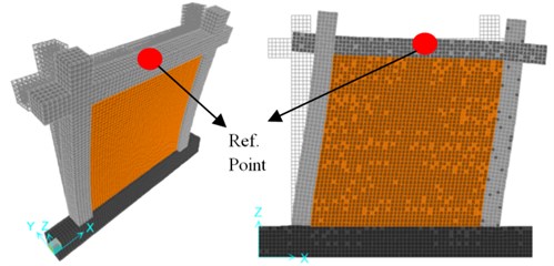 Typical 1st mode shapes of the frames: out-of-plane (left) and in-plane (right)