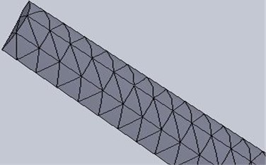 The mesh diagram used for the FEM model of the blade