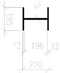 The 1st tensioned diagonal members: a) cross-section, b) side-view