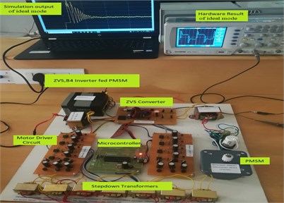 Prototype test set up for battery ideal mode  of operation to PMSM drive