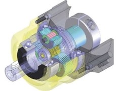 a) Siebenhaar CLP220 Slewing gear, b) internal structure of the gearbox