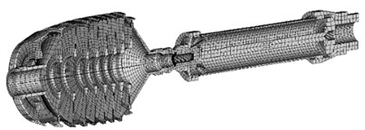 Example of rotor FE model longitudinal section