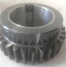 Cracked gear: a) actual gear, and b) simulation gear model