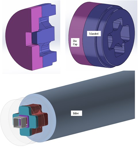 A diagram for extrusion porthole die