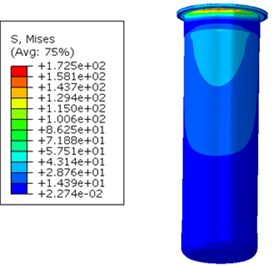 Von-Mises stress distribution on Bowl  (120 g shock applied in Z-direction )