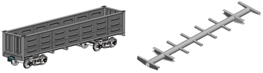 Computer models of railway wagons whose bearing elements  of bodies are made of round cross-section pipes: open-top wagon