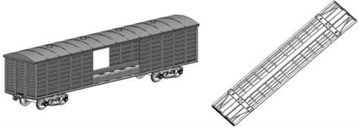 Computer models of railway wagons whose bearing elements  of bodies are made of round cross-section pipes: covered wagon