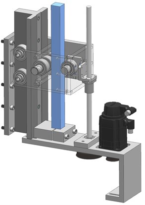 Adjustable stiffness device: a) the appearance of the device and b) the supporting structure inside the device. The beam, which determines the horizontal stiffness of the cradle, is colored blue