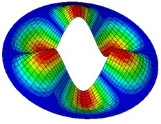 Natural modes of a clamped annular plate with a free inner boundary, r1/r2 = 0.4