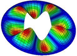 Natural modes of a clamped annular plate with a free inner boundary, r1/r2 = 0.4