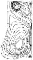 Flow line distribution in the radial section of the pump cavity at the 0.8Qd operating point