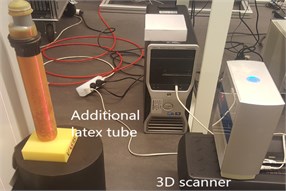 The setup of the experiment of the scanning  of the surface of the additional latex tube