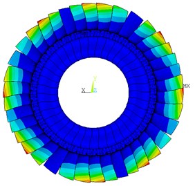 Deformation distribution of tuned bladed disk