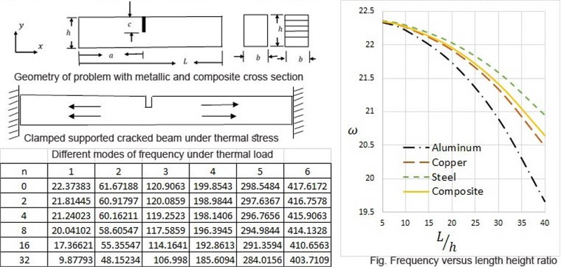Effect of temperature on dynamic behavior of cracked metallic and composite beam