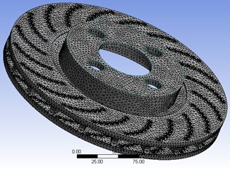 Finite element model of the ventilated brake disc