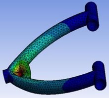 a) Equivalent strain, b) maximum principal stress, c) total deformation