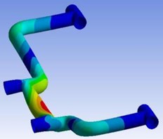 a) Equivalent strain, b) maximum principal stress, c) total deformation