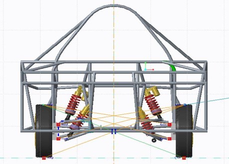 Roll center fixing (front or rear view). Note: it should be near  to centre of gravity for good cornering performance