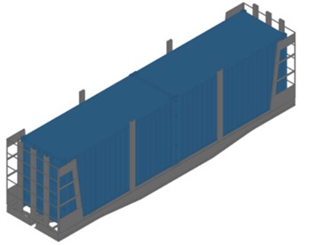 Improved load-bearing structure of the wagons a) in an empty state, b) in a loaded state
