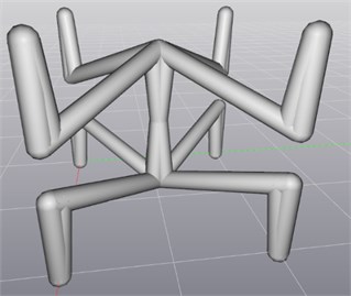 Novel lattice design for SLA printing: a) full sample with support, b) single cell