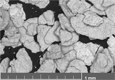 Micro images of ground particles by narrow particle-size classes