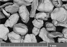 Micro images of ground particles by narrow particle-size classes
