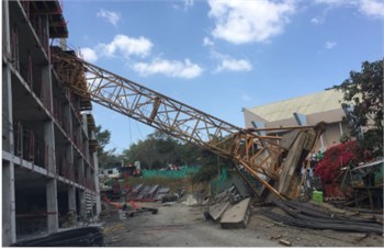 Photographic register of tower crane collapses located in Portugal (left: Vila Real and right: Porto)