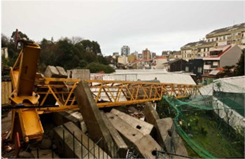 Photographic register of tower crane collapses located in Portugal (left: Vila Real and right: Porto)