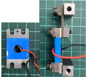 The piezoelectric actuator (Piezosale CN-2443) used in this study and its assembly with a leaf spring