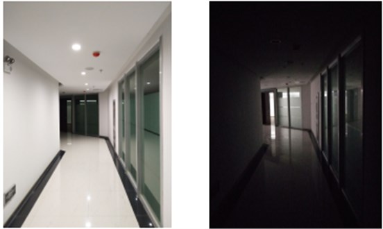 Two simulated environments in the corridor