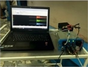 Experimental setup: a) general view of the test frame; b) modular shaker;  c) registration system; d) placement of vibration sensors on the frame rack;  e) placement of vibration sensors on the frame crossbar