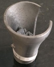 Nonideal explosive sample tuble picture after Gap test