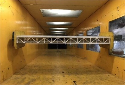 Sectional model installed  in the wind tunnel