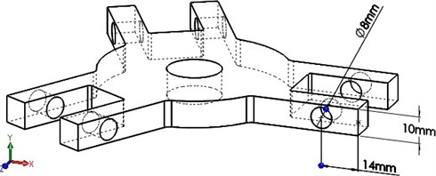 a) 3D view of rotor hub, b) fabrication process of rotor hub