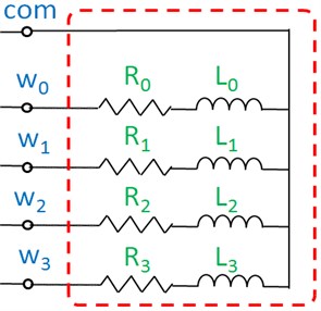 Electrical model of 4 winding stepper TCPM