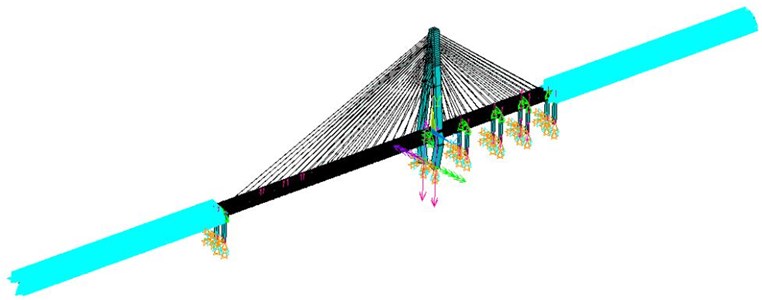 Cable-stayed bridge model