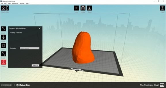 Socket model in 3D printer