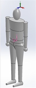 a) Standing position – subject stands erect with head oriented in the Frankfort plane and with arms hanging naturally at the sides as when measuring stature, b) standing, arms over head. Legs, torso, and head same as position 1; upper extremities raised over head, parallel to Y-axis; wrist axes parallel to X-axis; hands slightly clenched, c) sitting, thighs elevated position: thighs and forearms are placed parallel  to the Z-axis, the upper arms, shanks, and spine are parallel to the Y-axis; the soles are parallel  to the X-Z plane; wrist axes are parallel to Z-axis, and the head lies in Frankfort plane