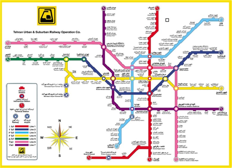 Map of Tehran metro stations