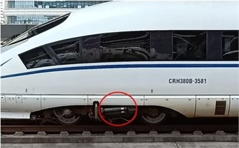 A hydraulic yaw damper used in the Chinese CRH 380 high-speed train