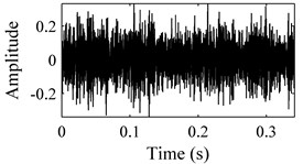 Time-domain waveforms and WCMs of four different operation statuses in C3 condition:  a), b) normal condition; c), d) inner race fault; e), f) ball fault and g), h) outer race fault