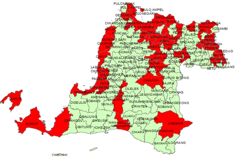 Districts that have the potential for flooding in Banten province