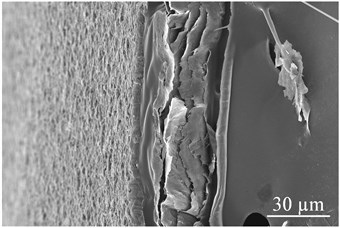 a) Top-view SEM image of the film with a thickness of 50 µm; b) Cross-section SEM image of the film with a thickness of 50 µm; c) XRD pattern of the GHDF; d) UV-vis absorption spectra of the GHDF